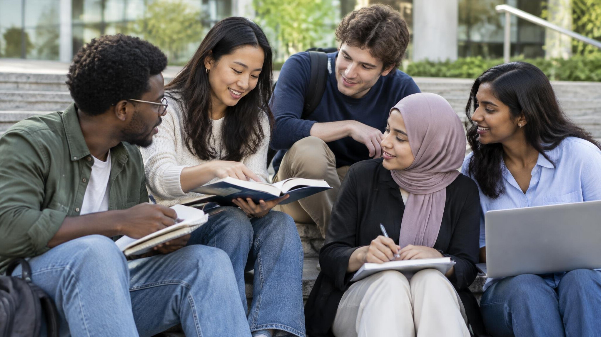 Group of young professionals studying together