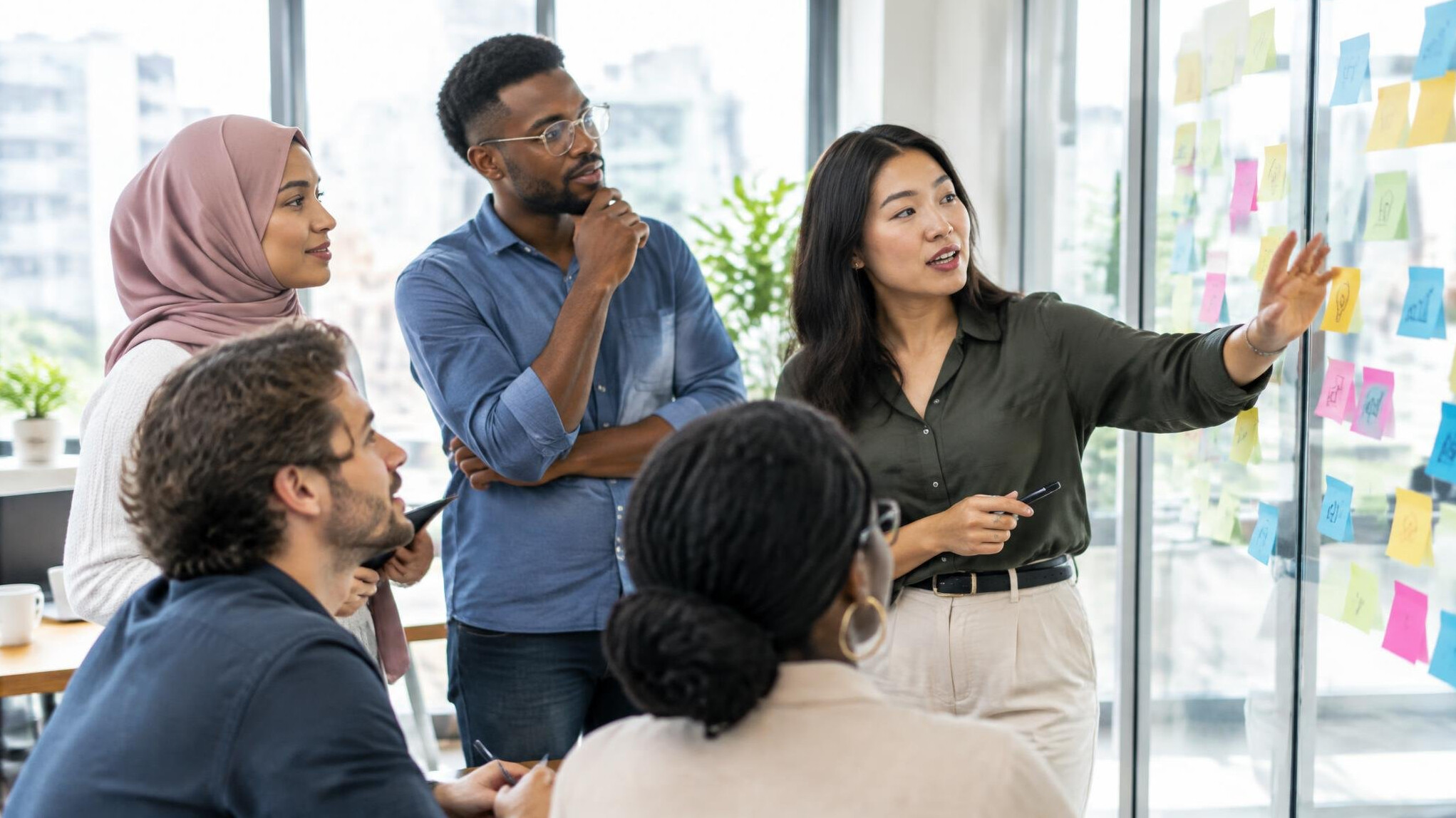 Team workshop discussion in an office