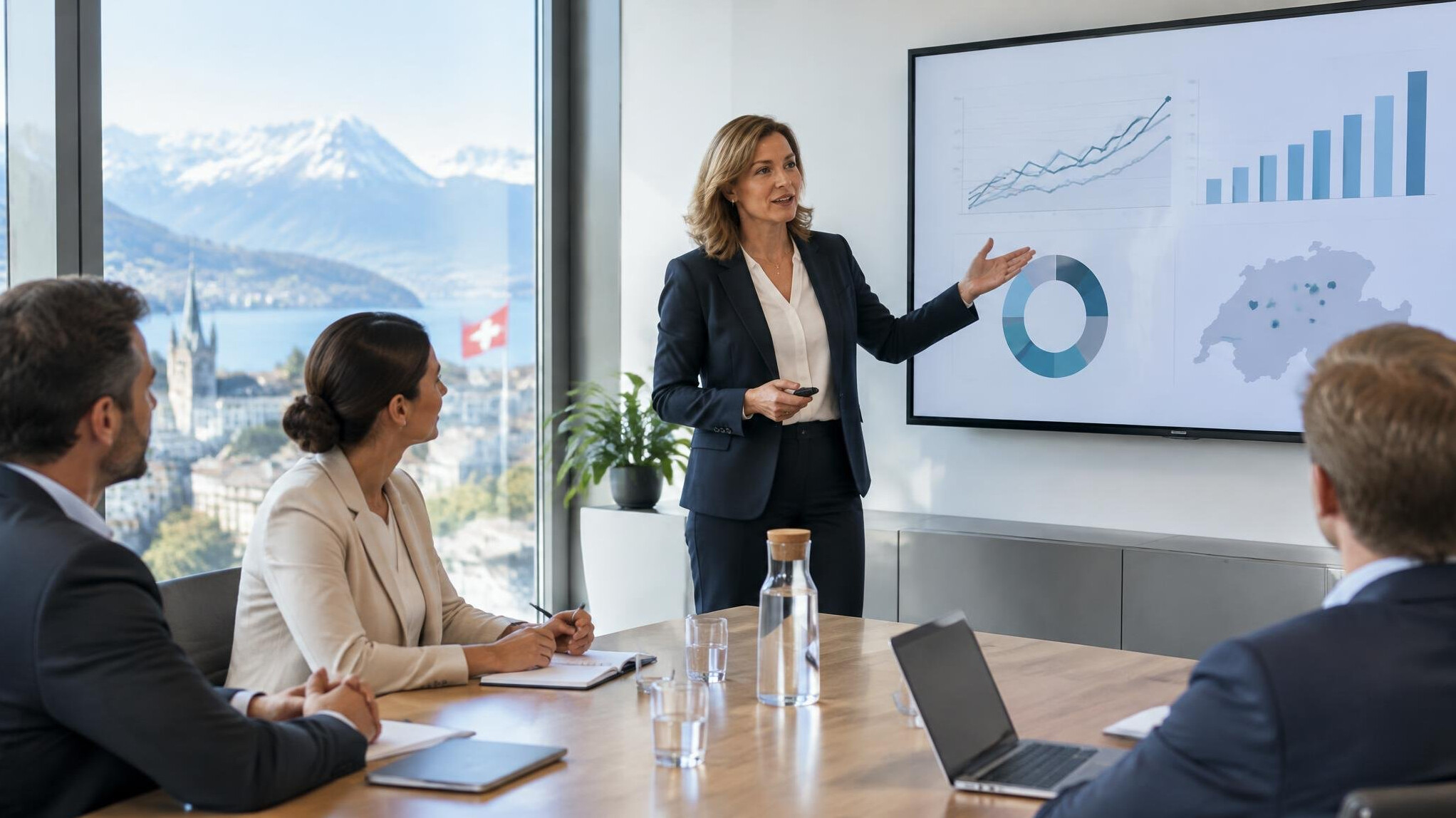 Business presentation in a modern conference room